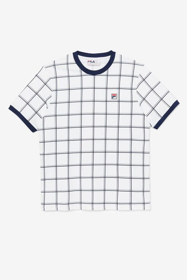 Camisetas Fila Homem Branco - Fila Slate Ringer Checkered Portugal Lojas,ISGA-01692